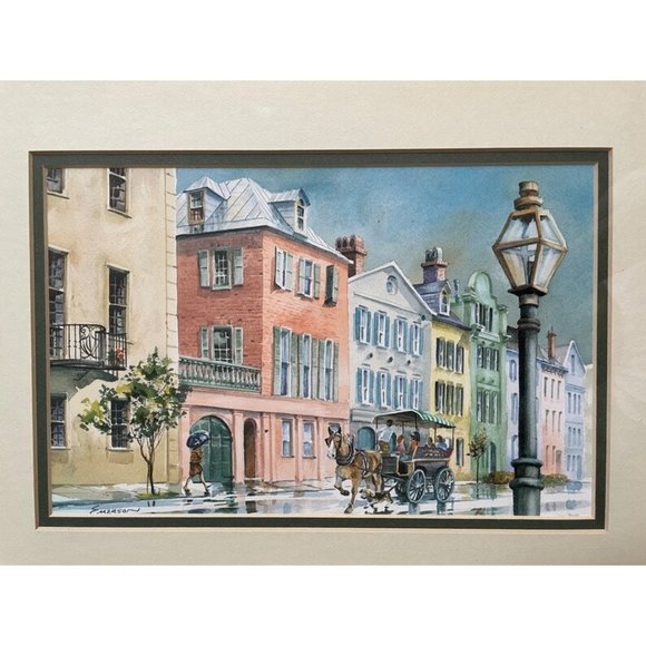 COPY - Rare find ED “Emerson” Rainbow Row Watercolor Print Historic Rainbow Row - Picture 5 of 5